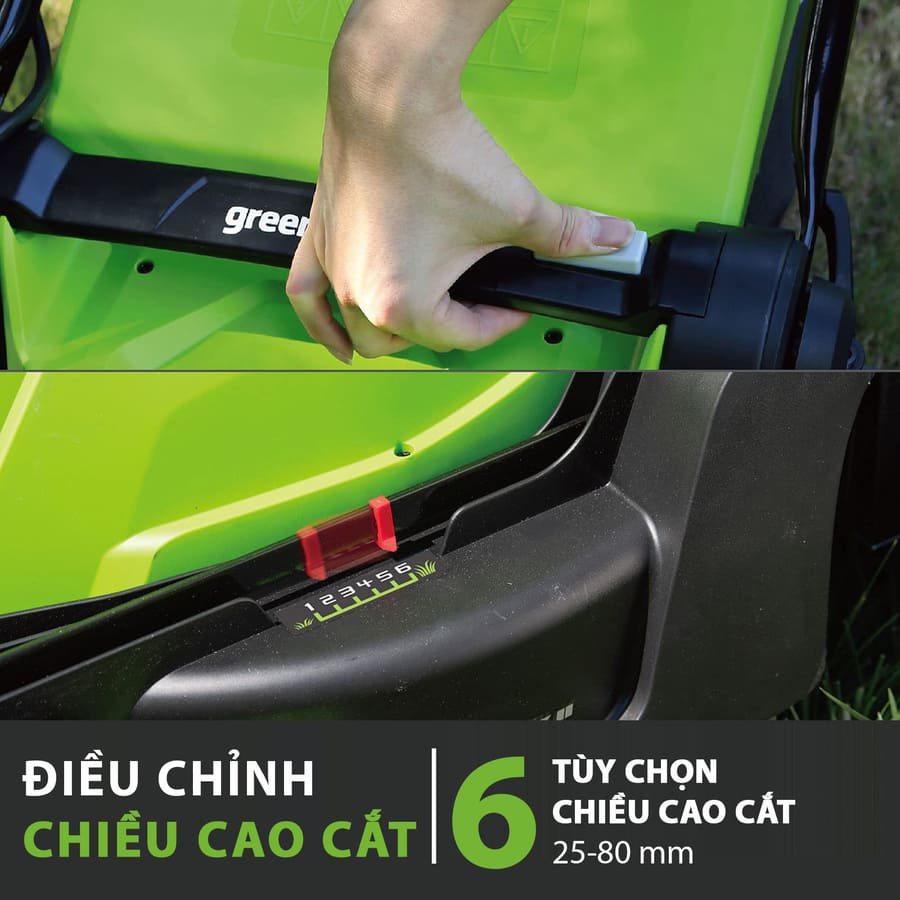 Combo Máy cắt cỏ đẩy tay dùng Pin Greenworks 40V 41cm kèm Pin 4AH và bộ sạc - G40LM41K4 (23)